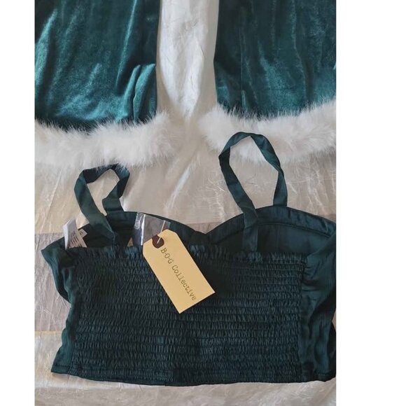 CHRISTMAS LOUNGE SET GREEN VELVET SZ M - Picture 2 of 8